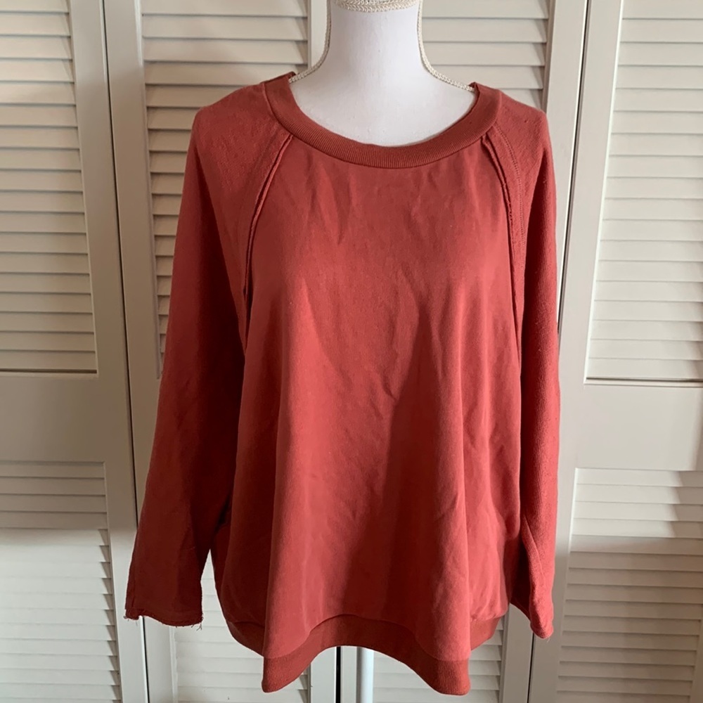 Easel Lightweight Crewneck Sweatshirt Women’s Terra Cotta Pullover Size Large